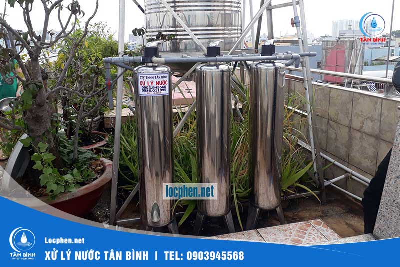 Cột lọc nước inox 304 sử dụng van ba cửa