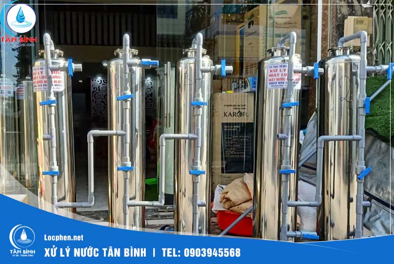 Cột lọc nước inox 304 sử dụng van tay