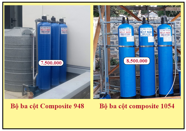 Hệ thống lọc nước gia đình ba cột composite