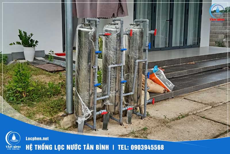 Hệ thống lọc nước phèn ba bình inox 304 tại Long Thành Đồng Nai