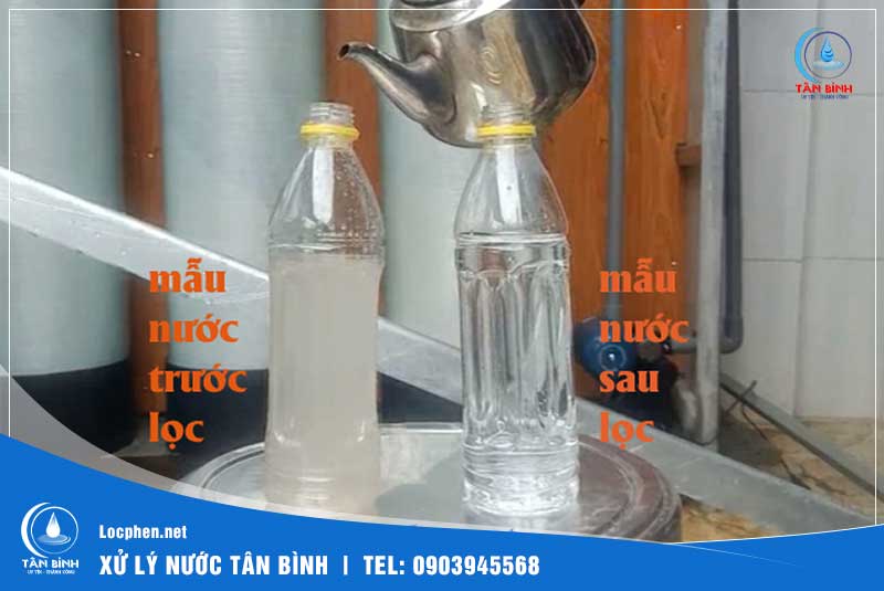 Hình ảnh nước trước khi lọc và sau khi qua hệ thống lọc